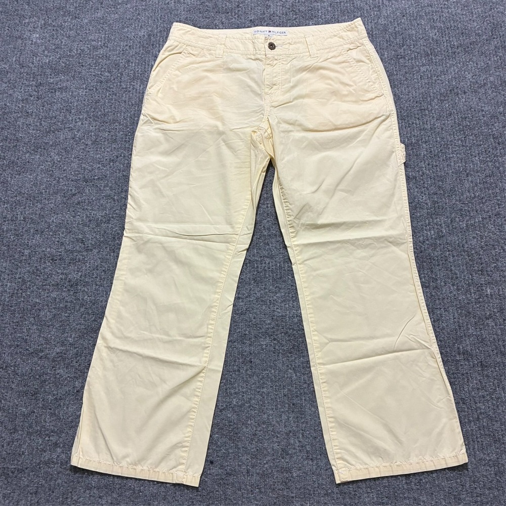 Tommy Hilfiger Womens Carpenter Pants Size 8‎ Yellow Cotton Utility Low Rise
